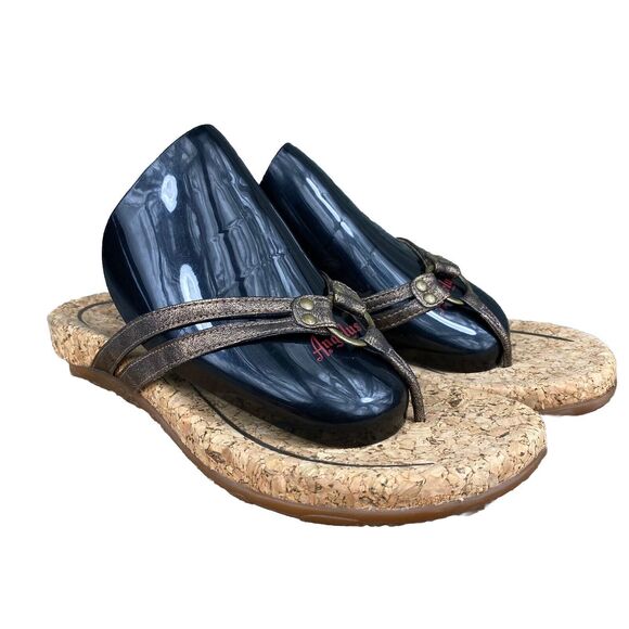 Aetrex Taylor Sandals Bronze Metallic Cork Thong Flip Flop Women's 8.5 - Picture 8 of 8